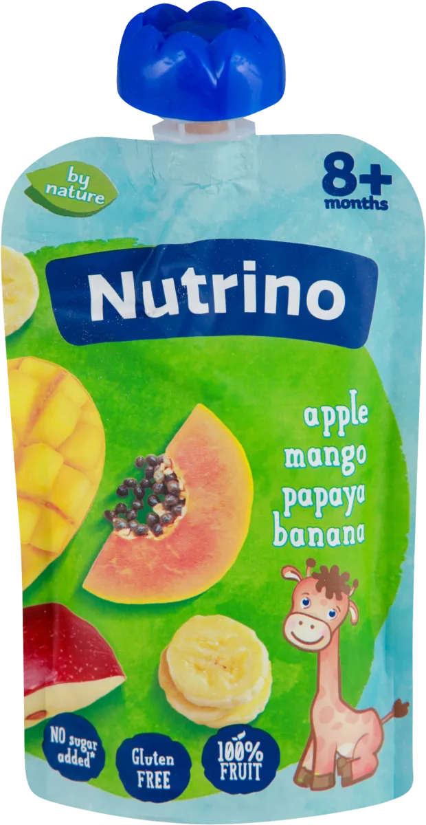 Voćni pire, jabuka, mango, papaja, banana, od 8...., 100 g