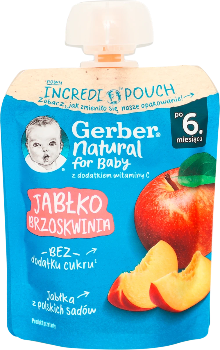 Voćni pouch za bebe - jabuka i breskva, od 6...., 80 g