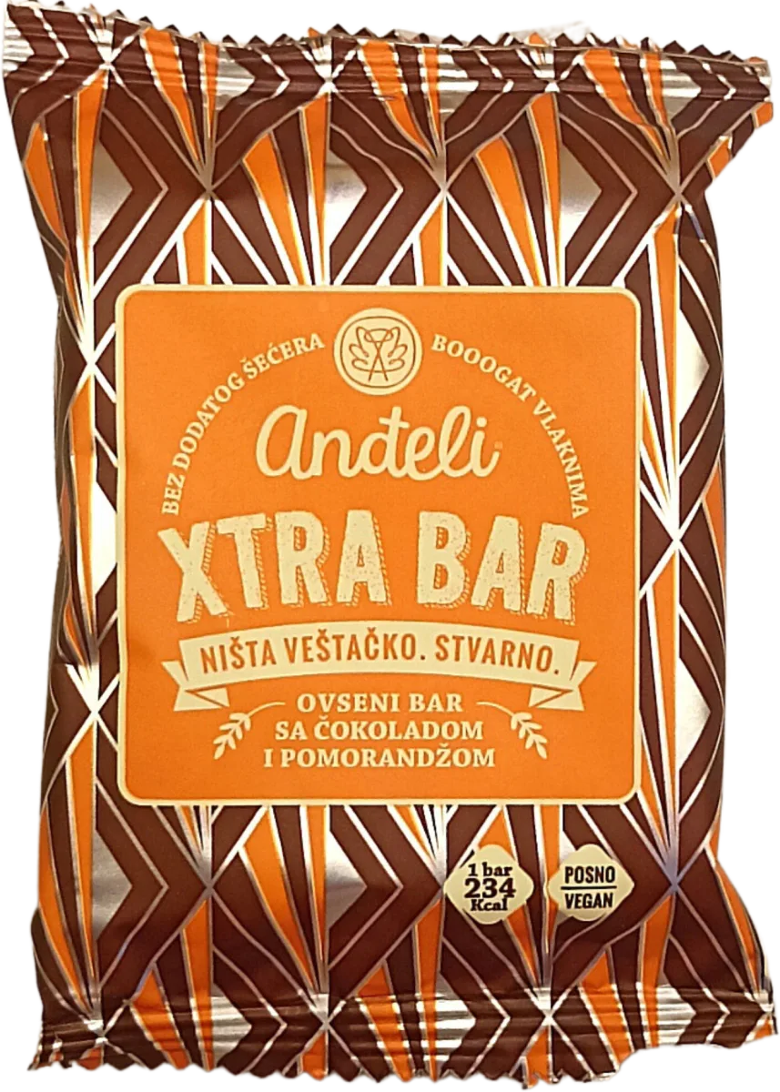 XTRA BAR ovseni bar - crna čokolada i pomorandža, 60 g