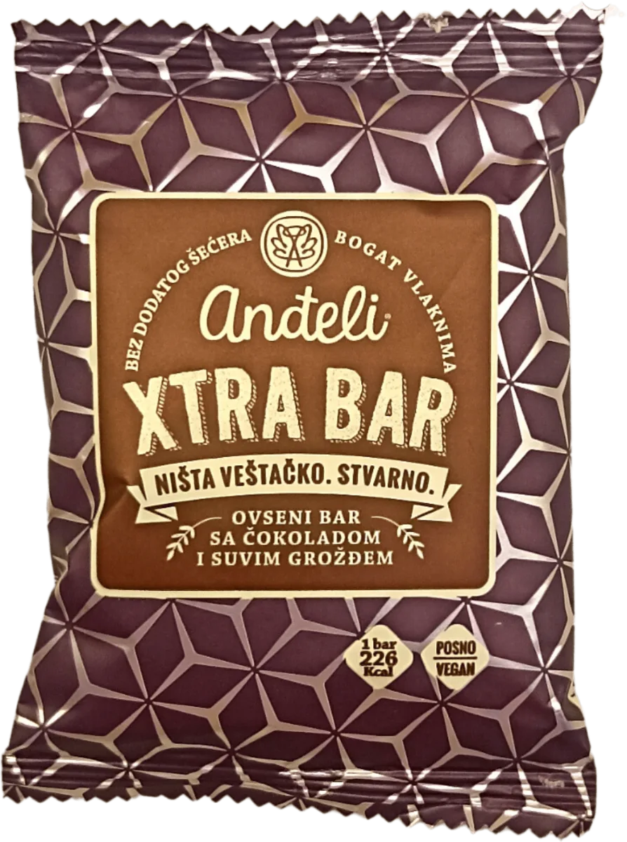 XTRA BAR ovseni bar - čokolada i suvo grožđe, 60 g