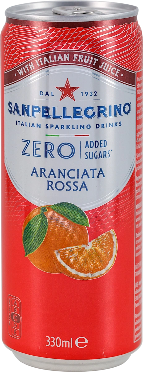 ZERO ARANCIATA ROSSA gazirano osvežavajuće bezalkoholno piće sa sokom od crvene pomorandže, sa zaslađivačima, 330 ml