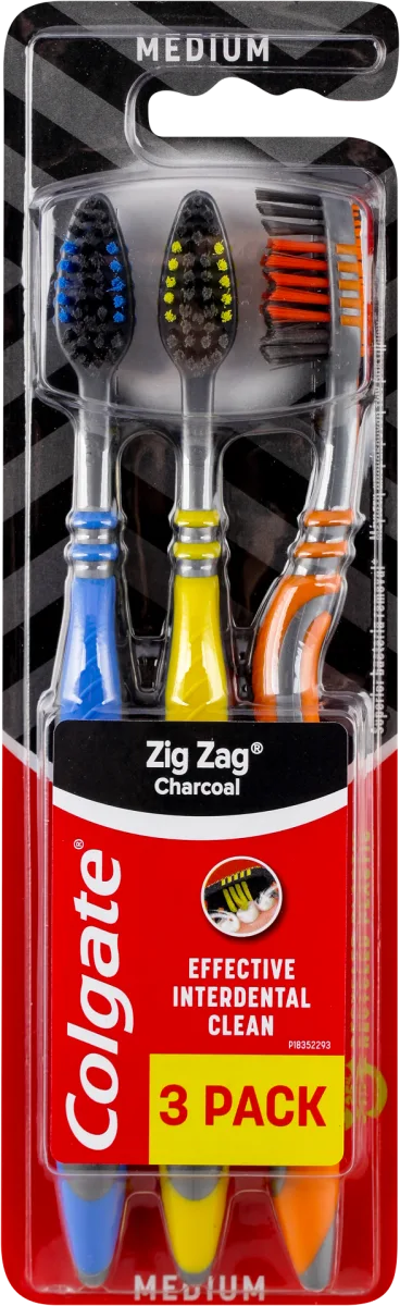 Zig Zag Charcoal četkica za zube - medium, 3 kom