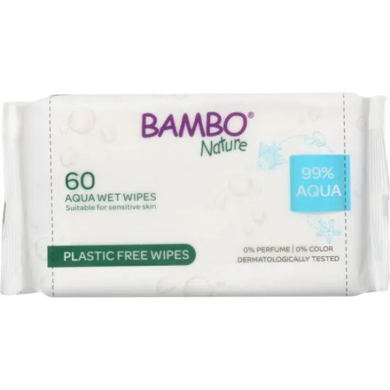 Bambo Nature Aqua Vlažne maramice 99% voda 60 komada