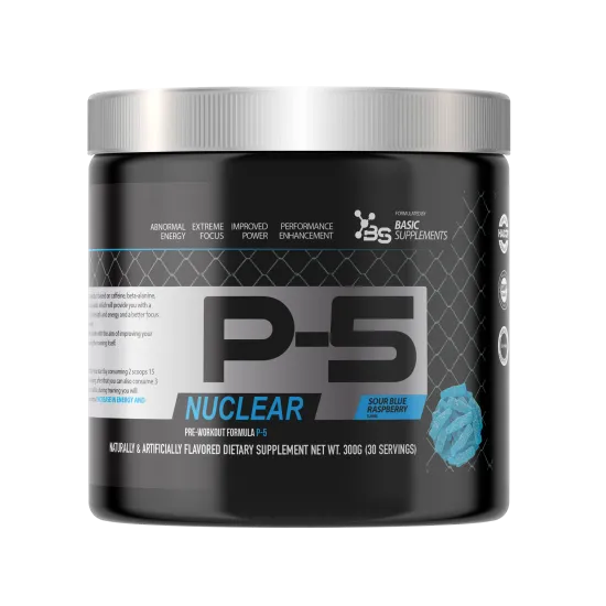 Basic P-5 Pre Workout Powder - Sour Blue Raspberry 300g