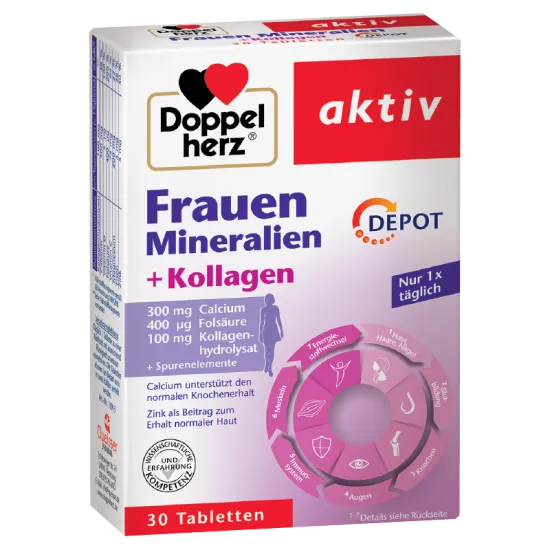 Doppelherz Aktiv Minerali i vitamini za žene + Kolagen, 30 tableta