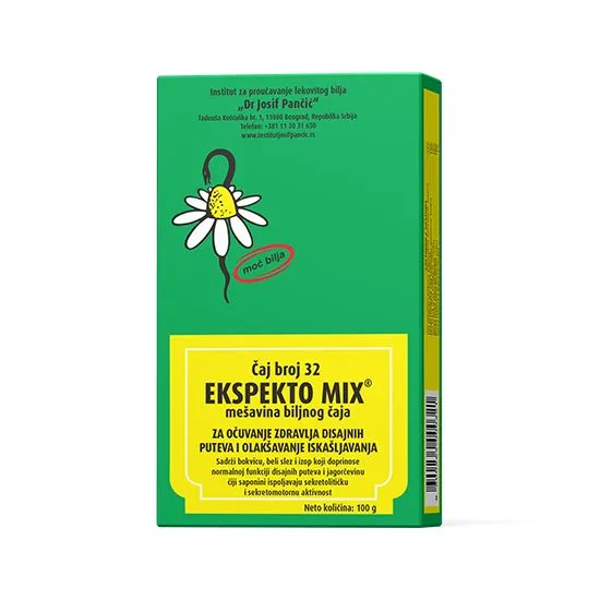 Ekspekto Mix - mešavina biljnog čaja za očuvanje zdravlja disajnih puteva i olakšavanje iskašljavanja (Čaj broj 32) 100 g