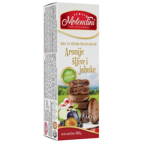 Molendini Keks sa voćnim punjenjem aronija šljiva i jabuka 180g