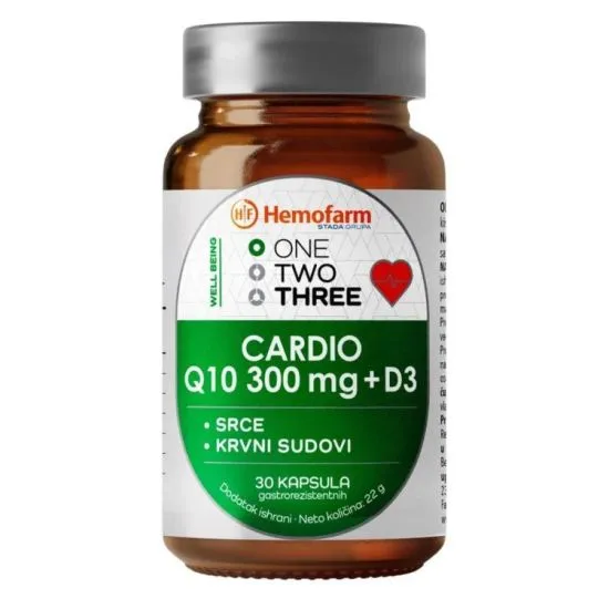 One Two Three Cardio Q10 300mg + D3 30 kapsula