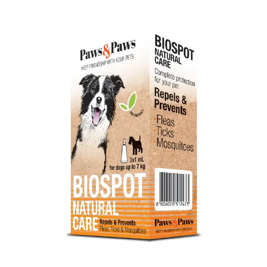 Paws&Paws Biospot za pse do 7kg 3x1ml