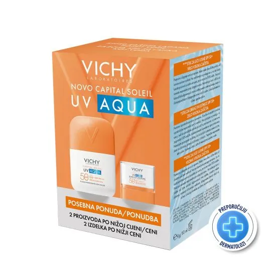 Vichy Capital Soleil Promo UV Aqua Fluid SPF 50 + Stik za lice i usne SPF 50