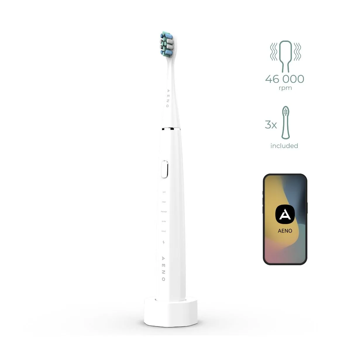 AENO SMART SONIC DB1S - PAMETNA SONIČNA ELEKTRIČNA ČETKICA ZA ZUBE ADB0001S Bela