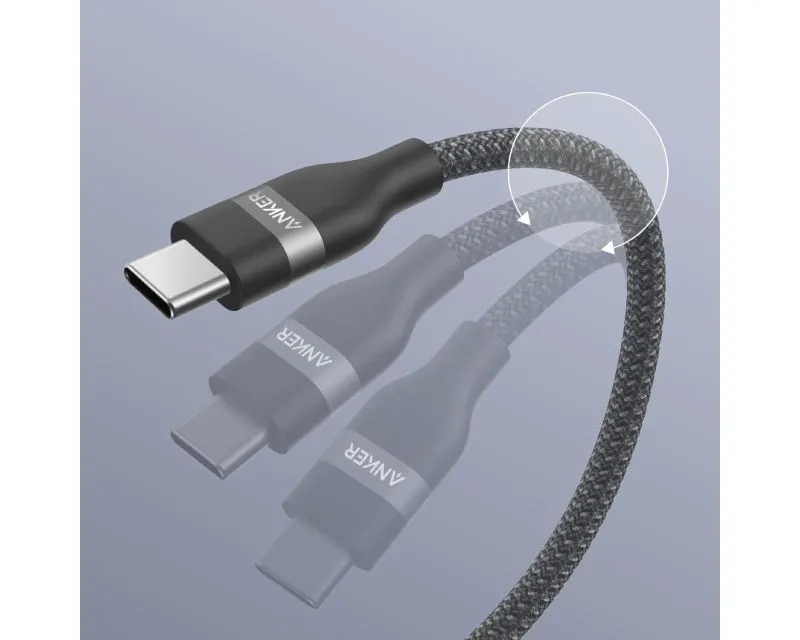 ANKER USB tip-C kabl M/M 1.8m, za Super brzo punjenje 240W/480Mbps, pleteni, crni