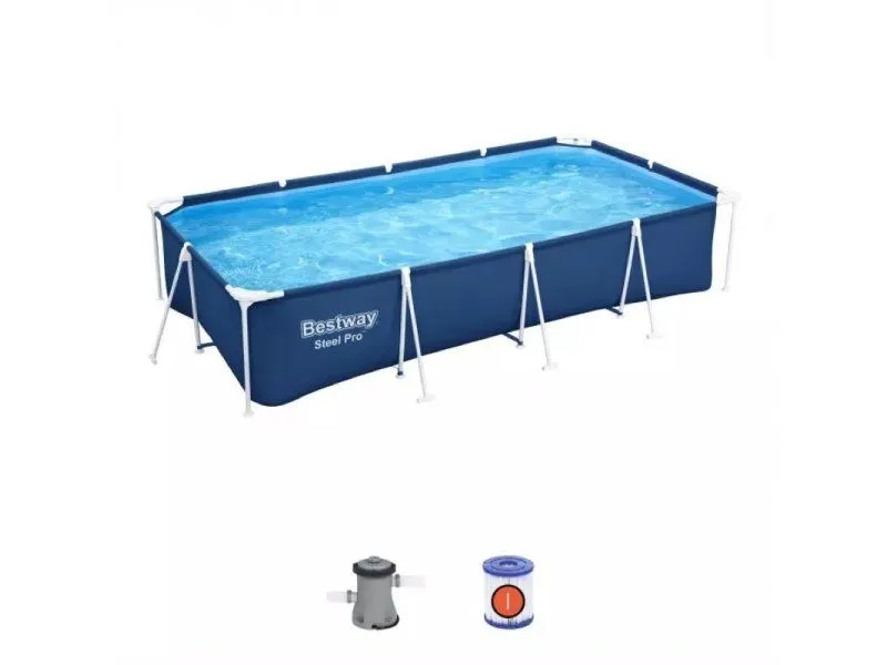 Bestway BAZEN SA METALNOM KONSTRUKCIJOM Steel pro četvrtasti dimenzija 400 x 211 x 81 cm set sa filter pumpom