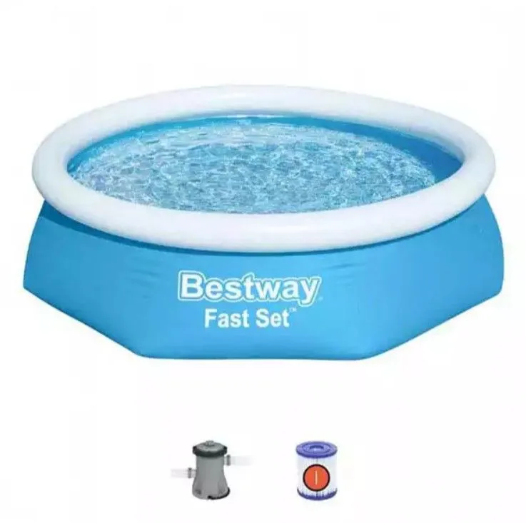 Bestway BAZEN ZA DECU SA PRSTENOM NA NADUVAVANJE Fast set okrugli dimenzija 244 x 61cm set sa pumpom