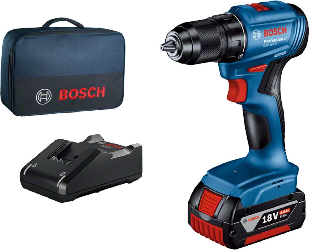 Bosch AKUMULATORSKA BUŠILICA - ODVRTAČ GSR 185-Li; 18V; 1x4,0 Ah + torba (06019K3005)