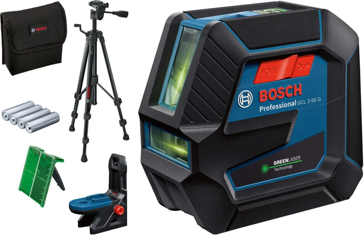 Bosch KOMBINOVANI SAMONIVELIŠUĆI LASER ZA LINIJE SA ZELENIM ZRAKOM GCL 2-50 G + stativ + magnetni nosač (0601066M01)