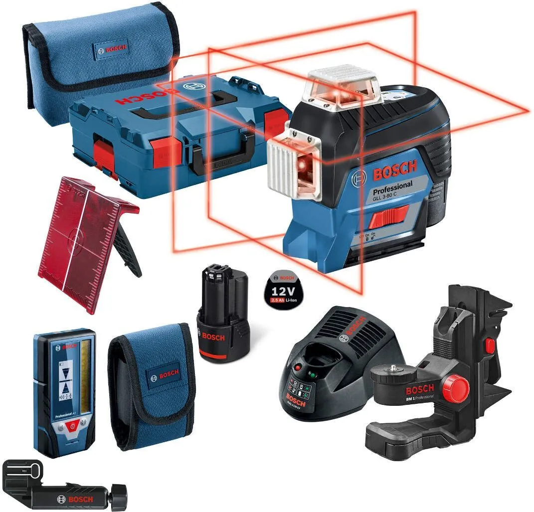 Bosch LINIJSKI LASER GLL 3-80 C + BM 1 nosač + prijemnik LR 7 (0601063R05)