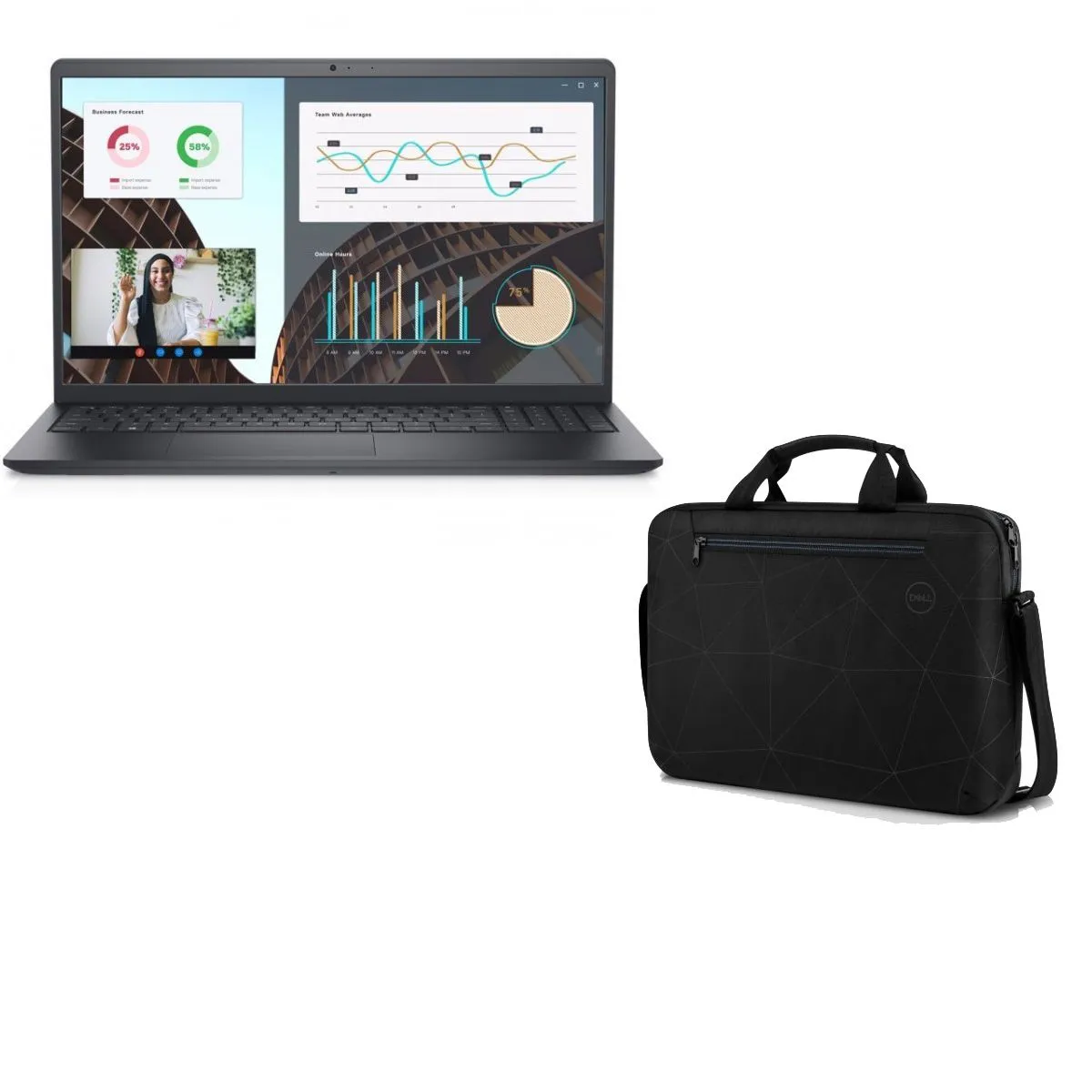 Dell LAPTOP Vostro 3530 15.6" FHD, 120Hz, i3-1305U, 16GB, 512GB SSD, Backlit + Dell ES1520C Torba za notebook 15" Essential Briefcase