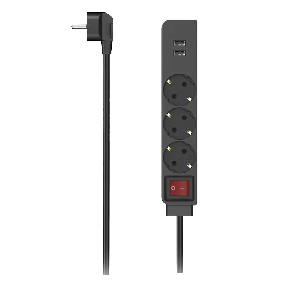HAMA PRODUŽNI KABL SA 3 UTIČNICE I 2 USB PORTA 1.4M 223182