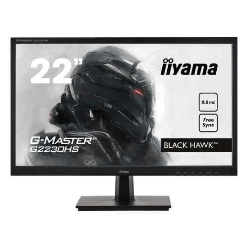 Iiyama MONITOR G2230HS-B1 21,5" Gaming, G-Master Black Hawk, FreeSync, 1920x1080@75Hz, DVI, HDMI, 0,8ms