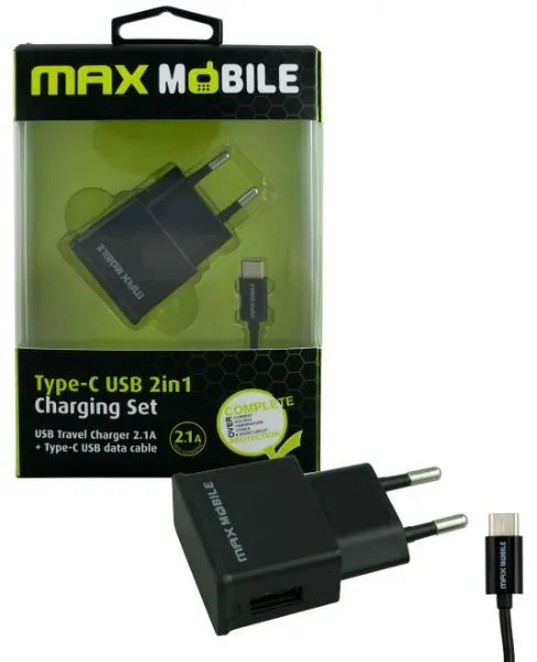 MAX MOBILE 2U1 KUĆNI PUNJAČ USB+ TYPE C KABEL 2.4A