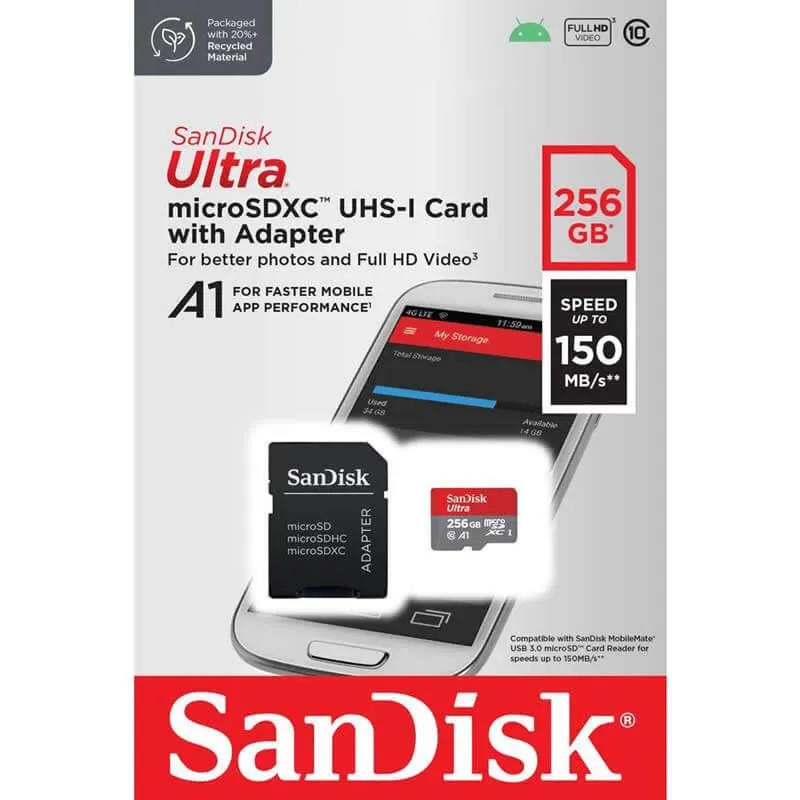 SanDisk MEMORIJSKA KARTICA 67819 SDXC 256GB Ultra Mic. 150MB/s A1 Class 10 UHS-I+Adapter