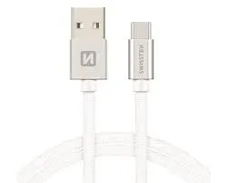 Swissten 713 Data kabl tekstil USB na TIP C 1.2m srebrni