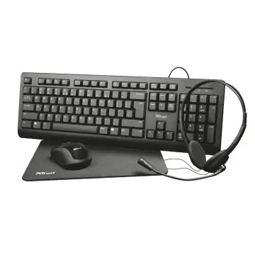 Trust KOMPLET TASTATURA+MIŠ+SLUŠALICE+PODLOGA Crni PRIMO 4-IN-1 24260