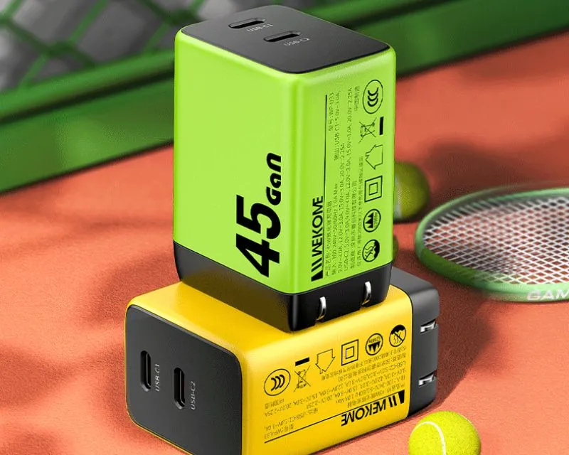 WEKOME WP-U33 Super brzi Strujni GaN Punjač, 2-porta USB (2 x 3.1 tipC) 45W, žuti