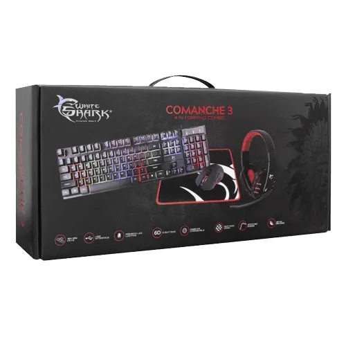 White Shark TASTATURA + MIS + PAD + HEADSET GC 4104 COMANCHE 4 in 1 - SR