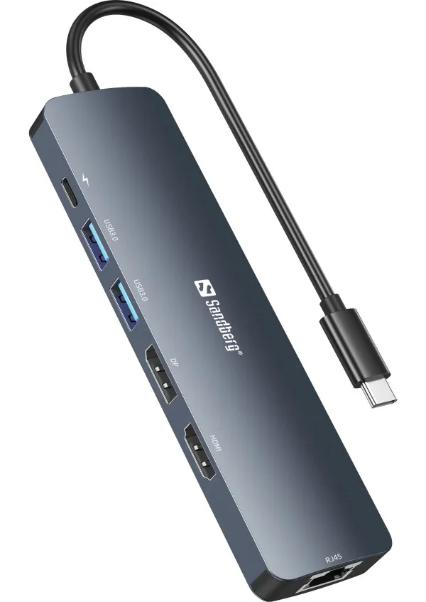 Docking station Sandberg USB-C - HDMI/DP/LAN/2xUSB 3.0/USB C PD 100...
