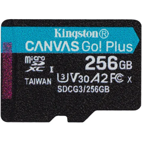 Micro SD Kingston 256GB Canvas GoPlus Class10 UHS-I U3 V30 A2, SDCG...