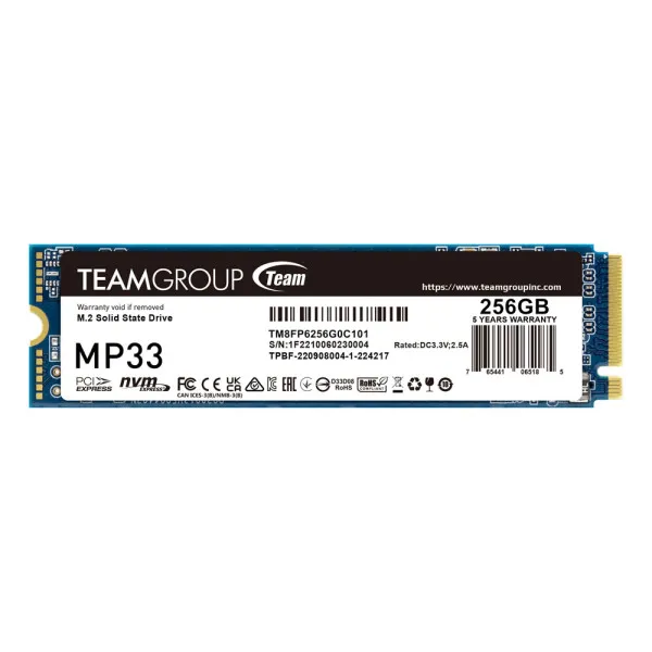 SSD M.2 NVMe TeamGroup 256GB MP33 Gen3x4 1600MBs/1000MBs TM8FP6256G...