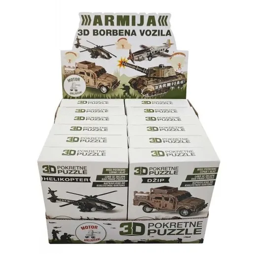3D puzzle ARMIJA borbena vozila - Helikopter, tenk, dzip i avion