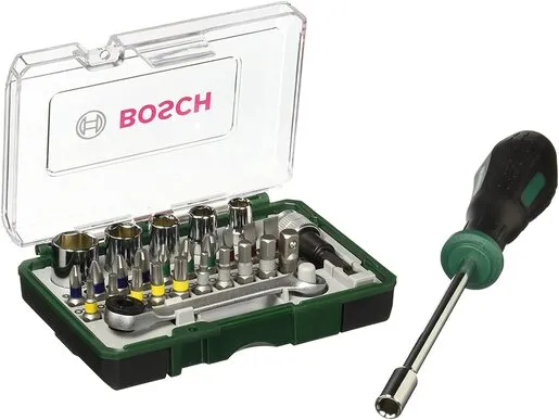 Bosch 27-delni set bitova sa rašpom i ručnim zavrtačem