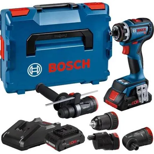 BOSCH Professional akumulatorska bušilica-odvrtač GSR 18V-90 FC, 2x4.0Ah ProCore akumulator, punjač GAL 18V-40, GFA 18-M, GFA 18-E, GFA 18-W, GFA 18-H, L-Boxx kofer 06019K6200