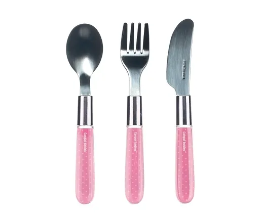 Canpol Babies Pribor - Metalni set nož, viljuška i kašika 9/477 - Pink