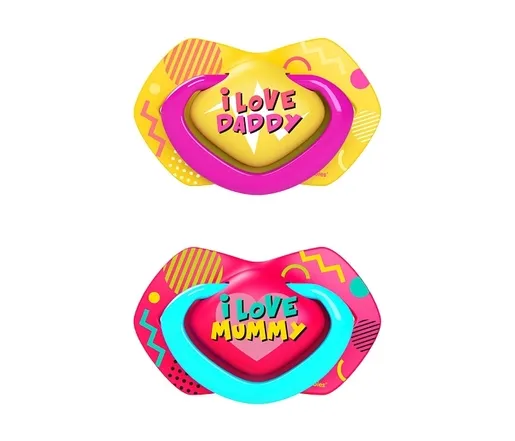 Canpol Babies Silikonska Varalica 18+ M Neon Love 2 Kom 22/654 Pink