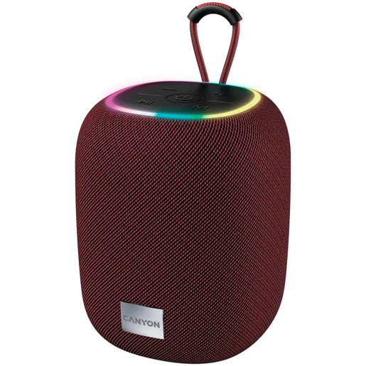 CANYON BSP-8, Bluetooth Speaker, BT V5.2, BLUETRUM AB5362B, TF card support, Type-C USB port, 1800mAh polymer battery, Max Power 10W, Red, cable length 0.50m, 110*110*135mm, 0.57kg