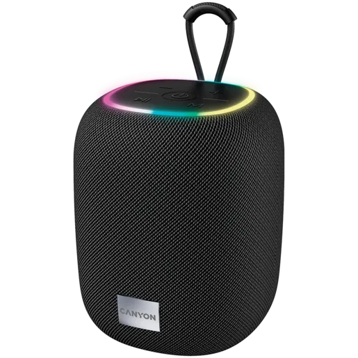 CANYON BSP-8, Bluetooth Speaker, BT V5.2, BLUETRUM AB5362B, TF card support, Type-C USB port, 1800mAh polymer battery, Max Power 10W, Black, cable length 0.50m, 110*110*135mm, 0.57kg