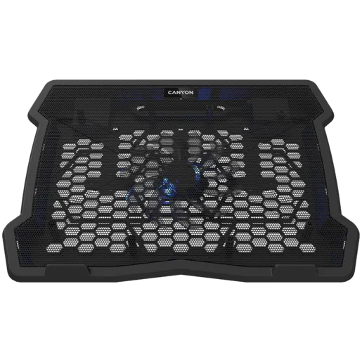 CANYON NS02, Cooling stand single fan with 2x2.0 USB hub, support up to 10”-15.6” laptop, ABS plastic and iron, Fans dimension:125*125*15mm(1pc), DC 5V, fan speed: 800-1000RPM, size:340*265*30mm, 406g