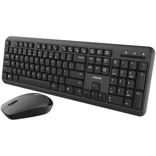 CANYON SET-W20, Wireless combo set,Wireless keyboard with Silent switches,105 keys,AD layout,optical 3D Wireless mice 100DPI, black