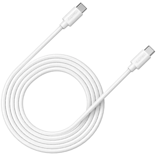 CANYON UC-12, cable 100W, 20V/ 5A, typeC to Type C, 2M with Emark, Power wire :20AWG*4C,Signal wires :28AWG*4C,OD4.5mm, PVC ,white