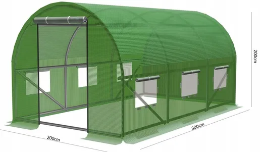 Chomik Baštenski plastenik 3-segmentni 3 x 2 x 2 m zeleni sa opcijom dodatne ventilacije TUN3910