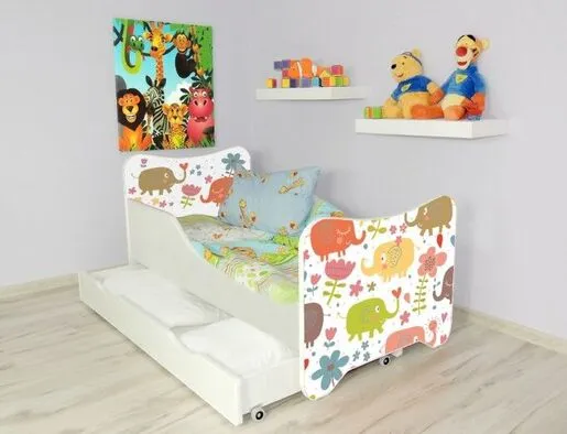 Dečiji krevet 140x70 cm HAPPY KITTY + fioke SMALL ELEPHANT  7537 F