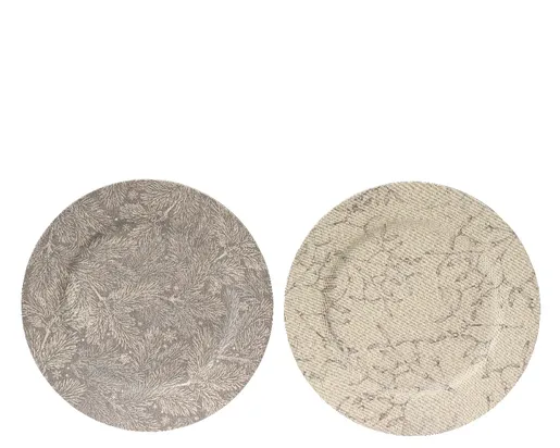 Dekordom Ng dekoracija - deco plate leaf print 33cm 531713 - assorted - kmg