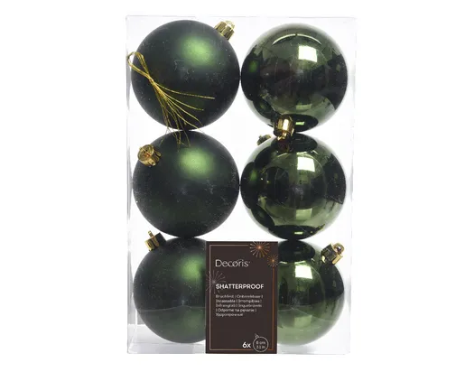 Dekordom Ng dekoracija - hanging bauble set mix 6pcs 8cm 022157 - pine green - kmg