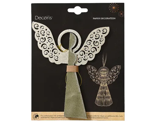 Dekordom Ng dekoracija - hanging paper angel 15cm 709229 - green - kmg