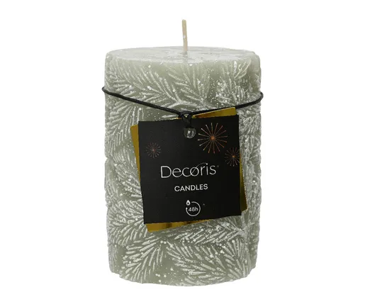 Dekordom Ng dekoracija - pillar candle paraffin leaf 10cm 880268 - mint - kmg
