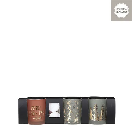 Dekordom Ng dekoracija - svećnjak 7x8 set 3pcs 1102647 - brown/green